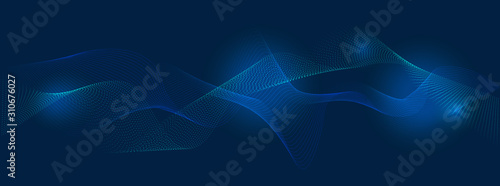 abstract blue wave particle background, vector illustration