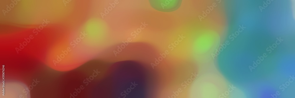 blurred bokeh horizontal background with peru, steel blue and dark pink colors space for text or image