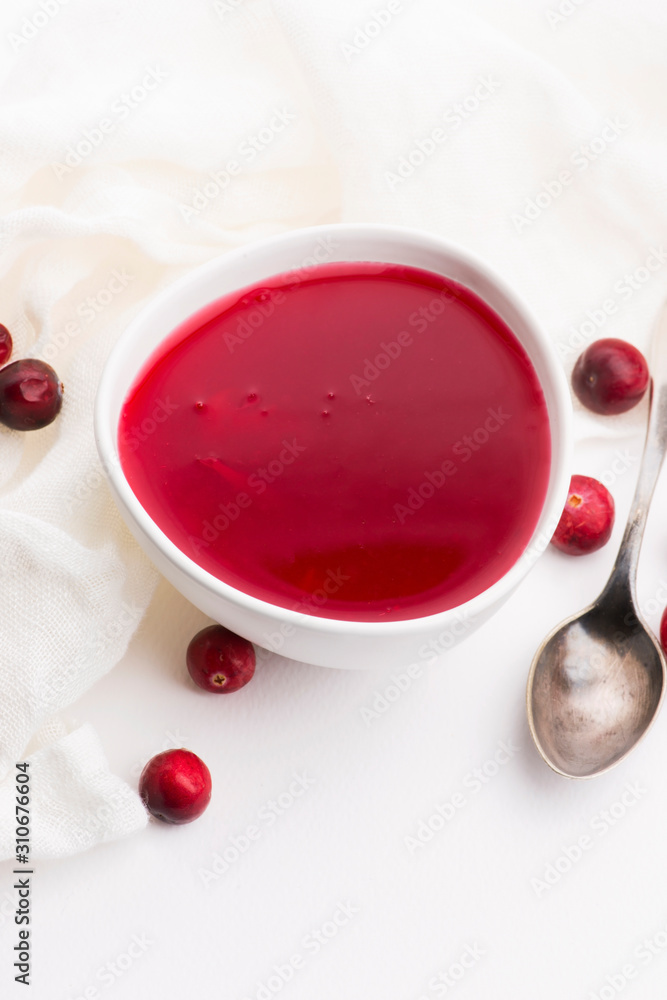 Bowl of Jelly with Cranberry on a white background Bowl of Jelly with Cranberry on a white background