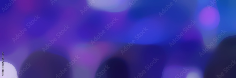 blurred bokeh horizontal background with dark slate blue, very dark violet and light steel blue colors and space for text