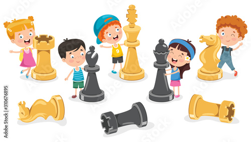 Cartoon Character Playing Chess Game