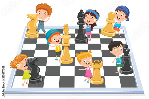 Cartoon Character Playing Chess Game