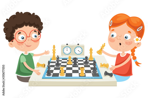 Cartoon Character Playing Chess Game