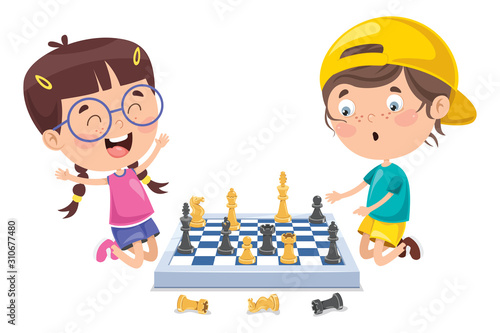 Cartoon Character Playing Chess Game