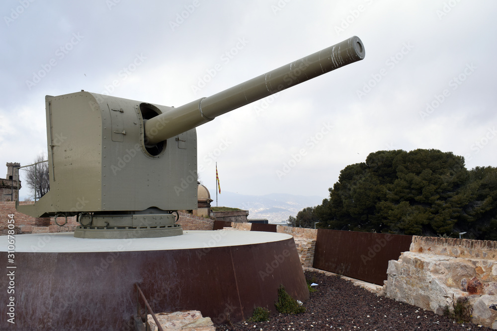 Old Preserved Artillery Cannon on Mount 