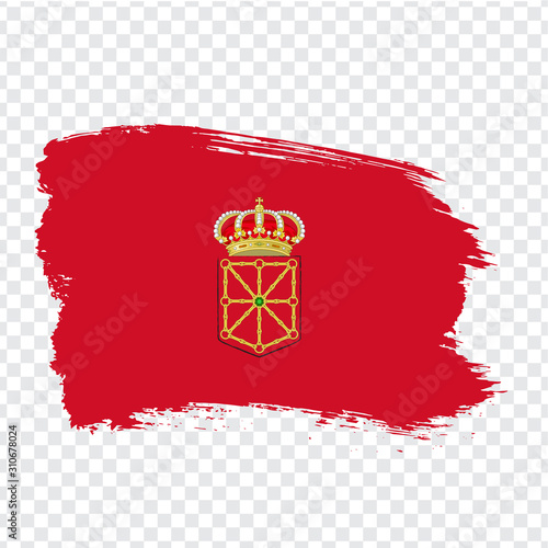 Flag of  Navarre brush strokes. Flag Autonomous Community  Navarre of Spain on transparent background for your web site design, logo, app, UI. Kingdom of Spain. Stock vector.  EPS10.