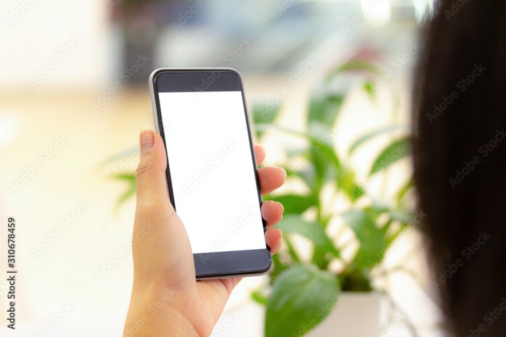 blank display new smart phone view in shopping mall blank display new smart phone view in shopping mall