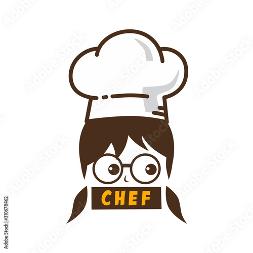 female master chef character cartoon art logo icon