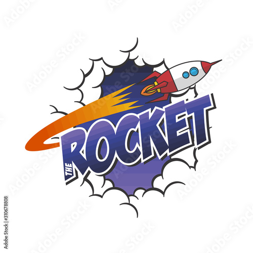rocket ship space travel vector art illustration