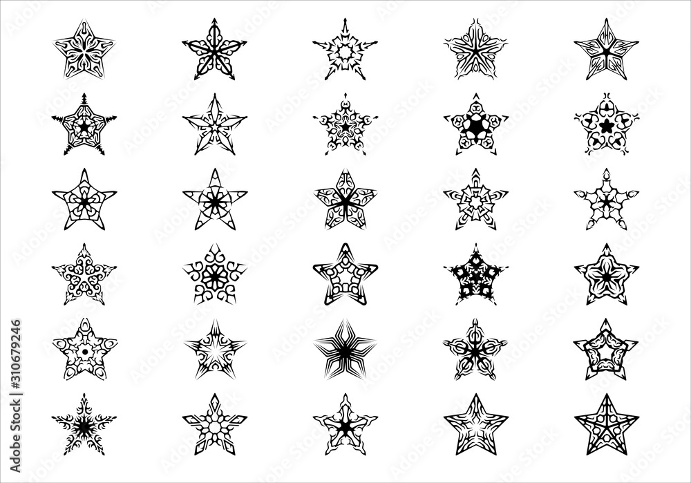 Set of 30 star icons vector illustration
