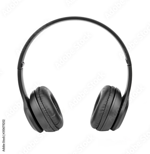 Wireless bluetooth headphone or earphone isolated on white background.