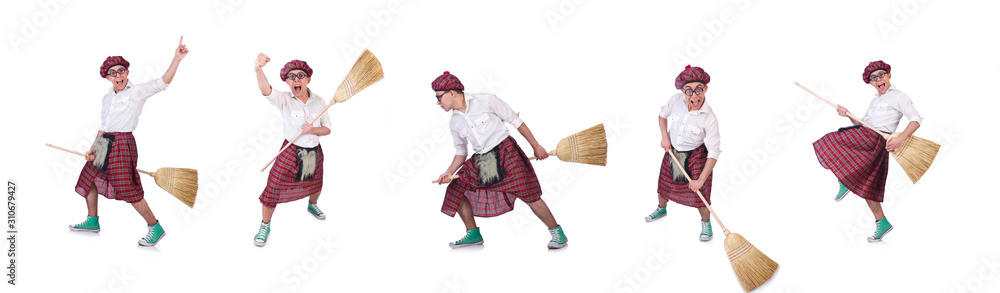 Fotografie Funny scotsman isolated on the white background