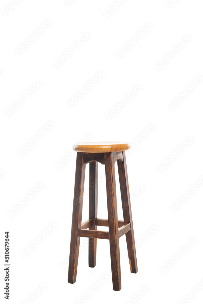 Brown wooden stool with copy space isolated on white Brown wooden stool with copy space isolated on white