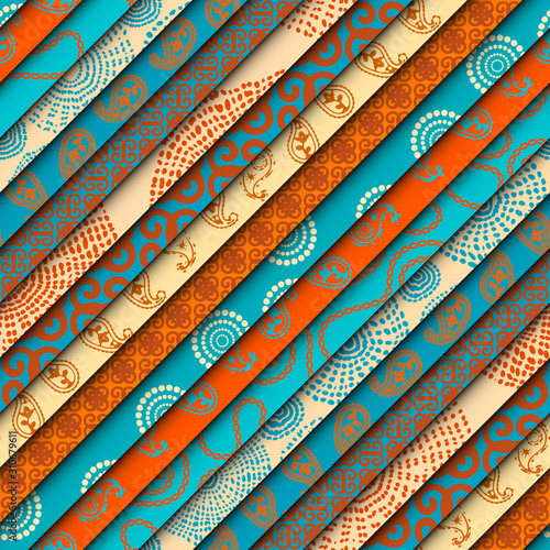 Patchwork textile pattern. Seamless quilting design background.