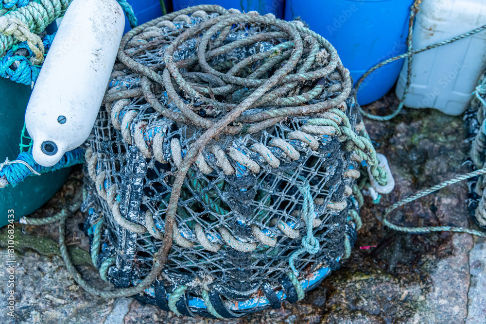 Close up of an old lobster pot