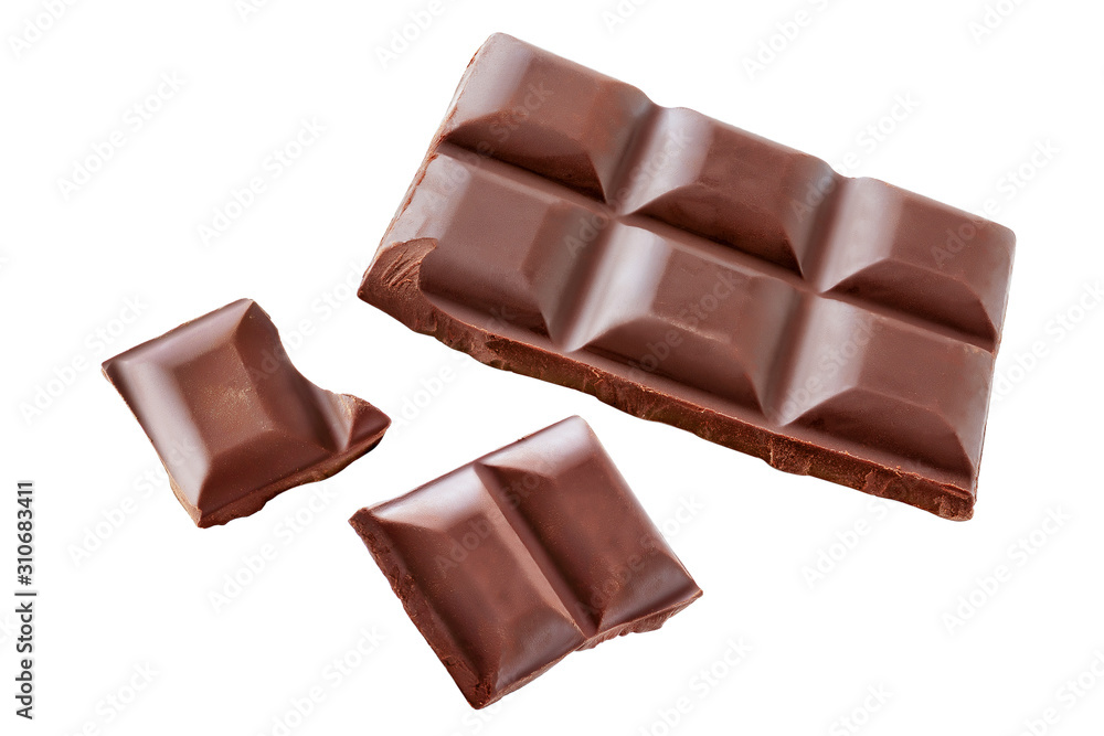 chocolate bar floating isolated white chocolate Clipping Path .Image stack Full depth of field macro chocolate bar floating isolated white chocolate Clipping Path .Image stack Full depth of field macro
