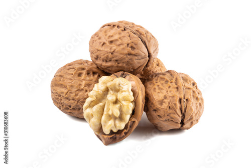 walnut Clipping Path on white isolated .Image stack Full depth of field macro