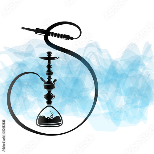 Hookah unique silhouette for relaxation and blue smoke