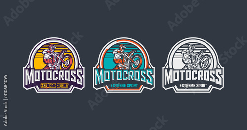 Motocross extreme sport premium vintage badge logo label design template pack