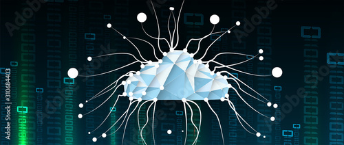 Cloud technology. Integrated digital web concept background