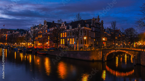 Twilight over the Amsterdam canals in December
