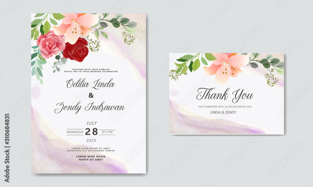 Obraz premium wedding invitation with luxury and beauty floral themes