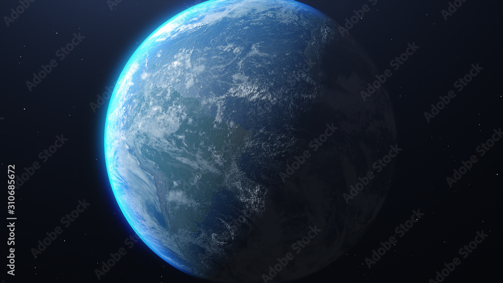 Fototapeta premium Earth and galaxy. Elements of this image furnished by NASA - 3d illustration