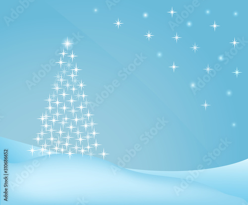 Christmas blue background with abstract christmas tree.