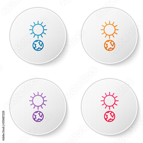 Color line Solstice icon isolated on white background. Set icons in circle buttons. Vector Illustration