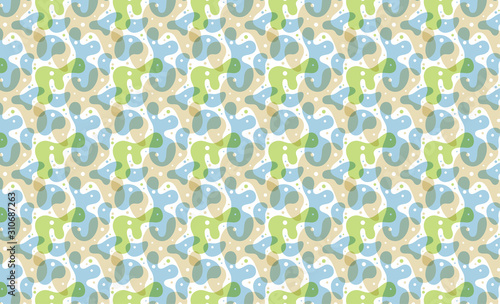 Seamless water stain pattern with blue, green, brown.