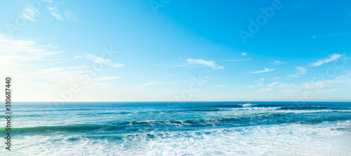 Blue sea and blue sky in La Jolla beach