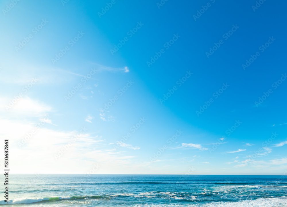 Blue sky over the Pacific Ocean in  La Jolla beach