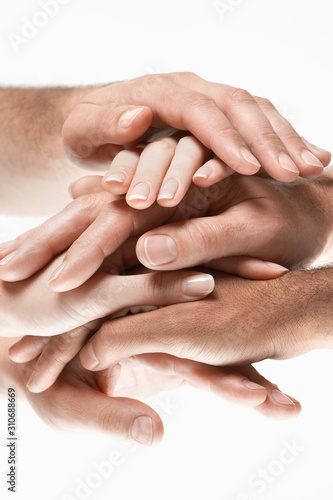 Wallpaper Mural Closeup Of Multiethnic Stacked Hands Torontodigital.ca