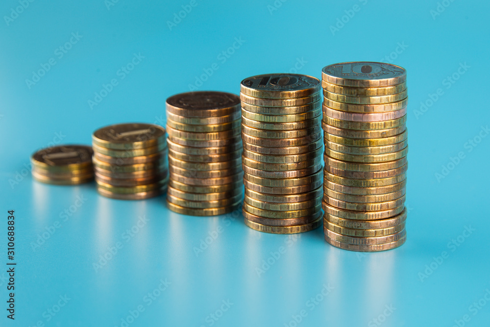 Russian coins on a plain background Russian coins on a plain background