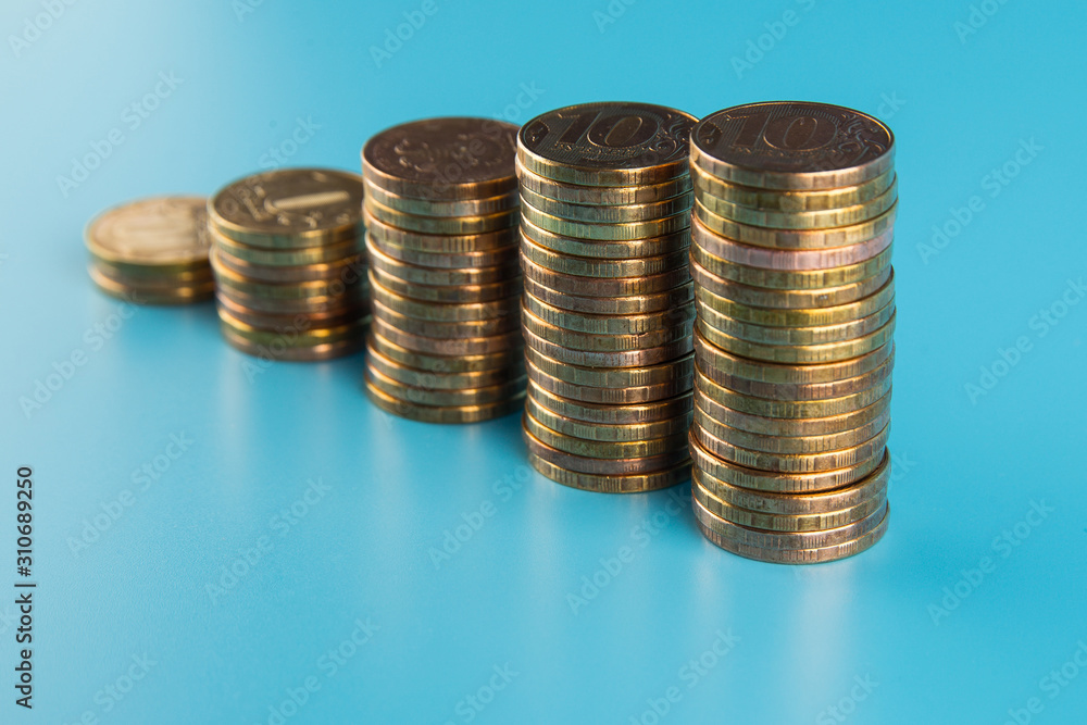 Russian coins on a plain background Russian coins on a plain background