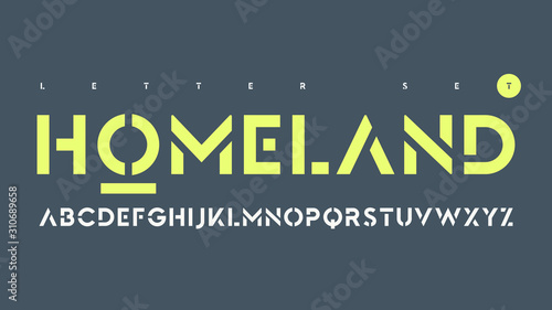 Vector sans serif urban stencil letter set, cropped alphabet