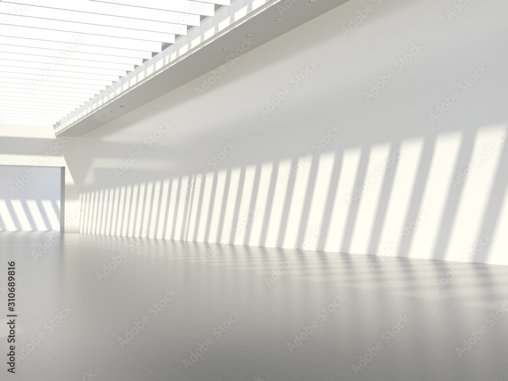 Naklejka premium Empty white room with lateral lights, Product showcase.3D rendering