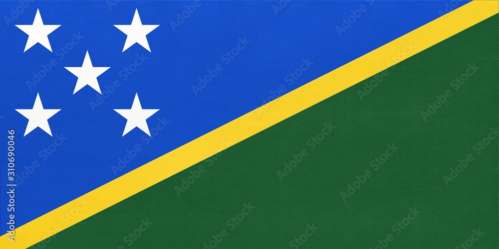 Solomon Islands national fabric flag, textile background. Symbol of world oceania country. Solomon Islands national fabric flag, textile background. Symbol of world oceania country.