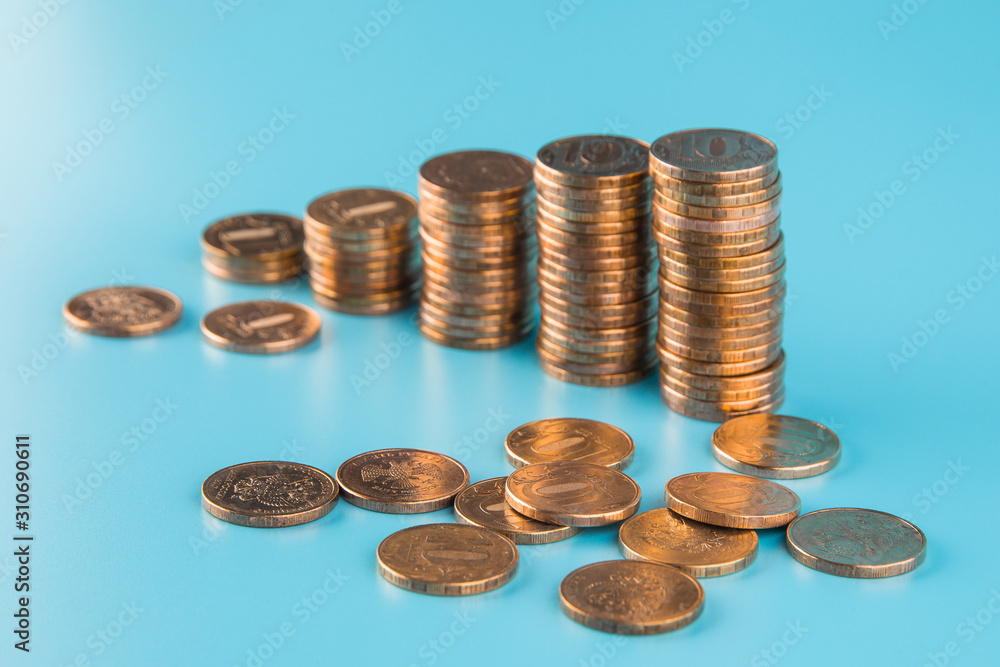 Russian coins on a plain background Russian coins on a plain background