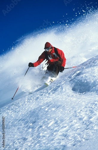 Man Skiing On Mountain Slope