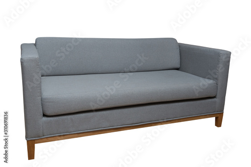 grey couch on white