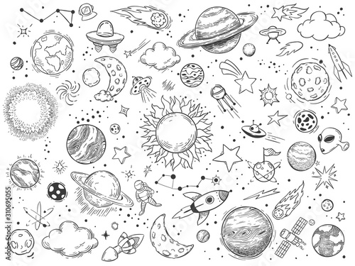 Space doodle Fototapeta