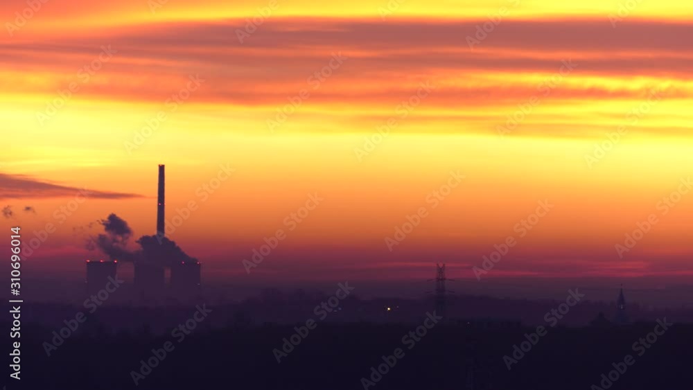 Coal power station. Sunset. 4K, UHD, 50p, Cinematic, Coal power station. Sunset. 4K, UHD, 50p, Cinematic,