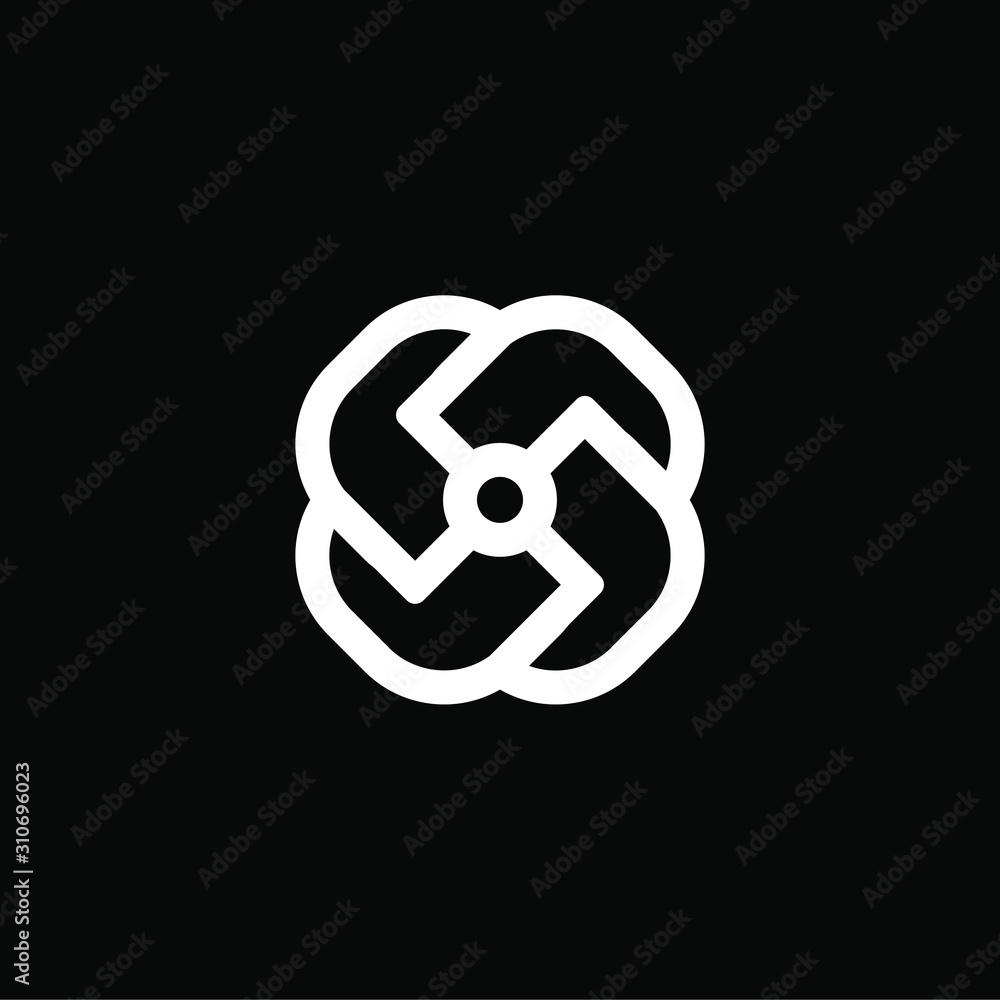 Initial letter r s logo template with rose heraldic line art in flat design monogram illustration