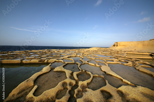 Traditional salt crafts on the island of Gozo. Malta