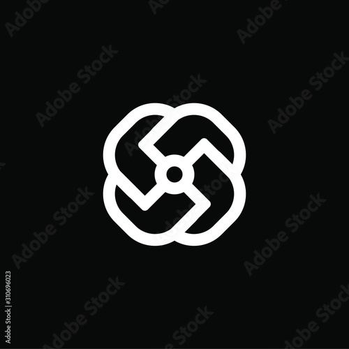 Initial letter r s logo template with rose heraldic line art in flat design monogram illustration