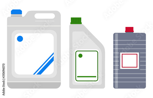 Containers for household chemical liquids, vector illustration. 