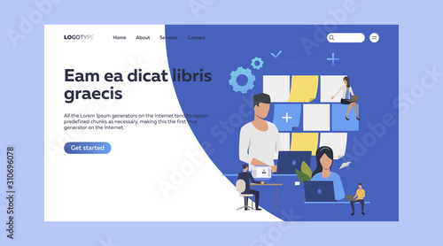 People working in office. Workers, employees, human resources flat vector illustration. Office environment and work process concept for banner, website design or landing web page