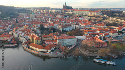 Aerial view of Prague Castle and the Old Town Quarter, Prague, Czech Republic