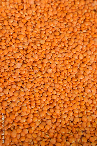 red lentils background, close up